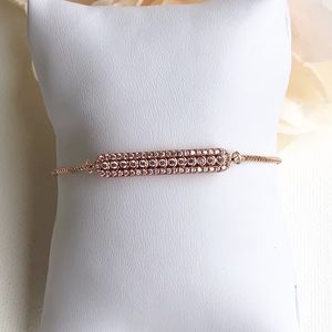 Rose Gold Bracelet With Zirconia/Rectangle- Bar